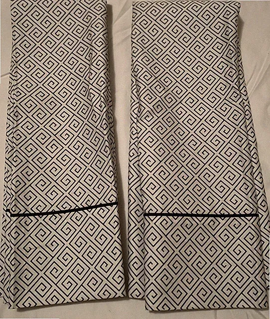 2 /set Hotel Collection Greek Key Standard Pillowcases Black White Geometric