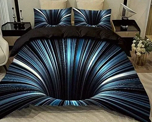 3D Abstract Geometric Comforter Set Line Printed Microfiber Bedding Twin Blue