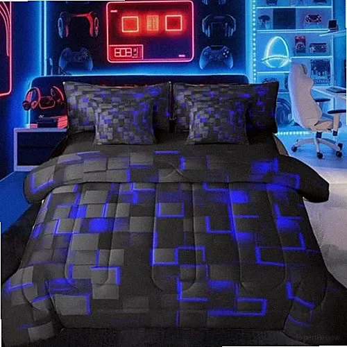 Blue and Black Bedding Set Size Light Geometric Queen Coralblack Blue
