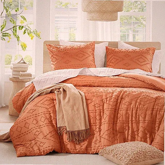 Comforter for Queen Size Bed, Geometric Diamond Tufted Boho Comforter Set Que...