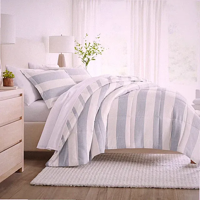 Distressed Stripe Reversible Soft Comforter Sets, Geometric Pattern - Becky