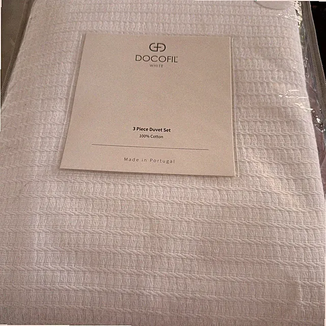 Docofil Queen Duvet Matelasse 2 Standard Shams Cotton White Geometric Portugal