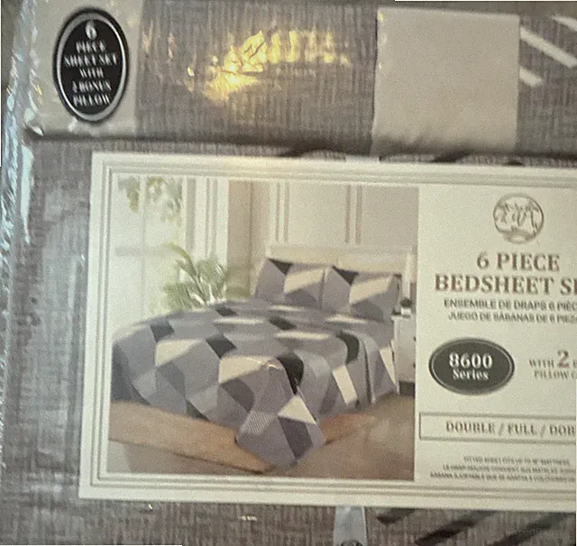 Full Sheet Set 8600 Series Gray Blue White Geometric Machine Washable Bedroom