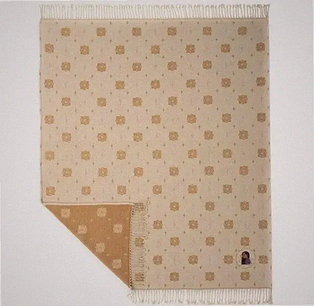 Geometric Fringed Throw Blanket 50x60 Polyester Beige/Tan Kids Bedroom