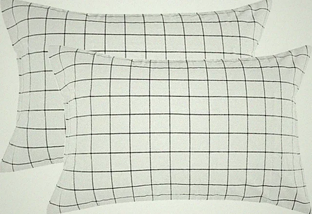 Grid Bed Pillow Case Set 2 Pack White Grid Plaid Geometric Pattern Printed Pi...
