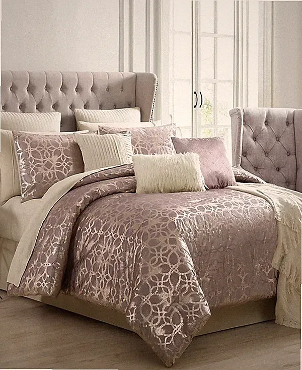 Hallmart Collectibles Sadie Printed Geometric 14 Pc Comforter Bedding Sets