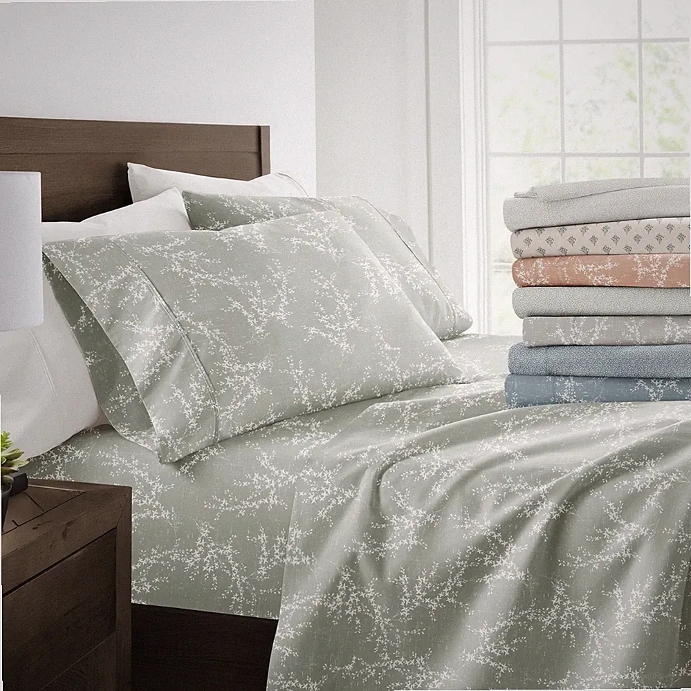 Kaycie Gray Bed Sheets 4-PC Patterned Ultra Soft Fashion Sheet Set