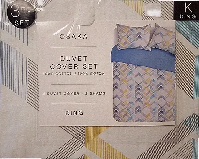 KING Osaka 3 Piece Duvet Cover Set with Shams Multi Color Geometric Pattern New