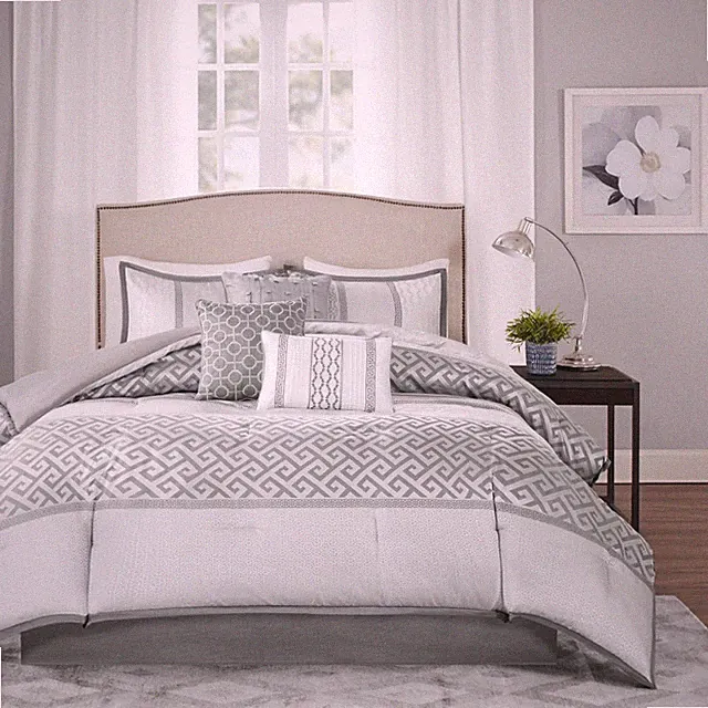 Luxury Comforter Set-Traditional Jacquard Design All Season Down Alternative...