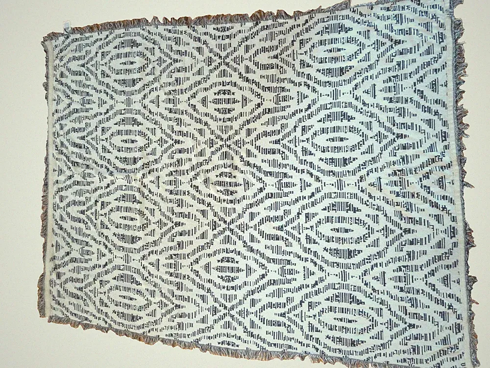 Mainstay Blanket Throw 70% Cotton Blend Grey and White 54x64" Fringe Reversible