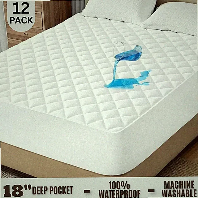 Mattress Protector Deep Pocket Waterproof Breathable Fitted Bed Cover 18" Deep
