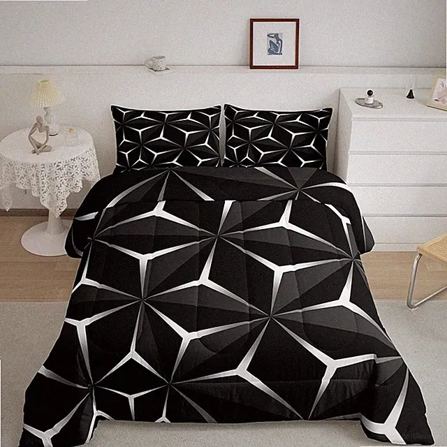 Neon Honeycomb Comforter Full Size,Geometric Stereoscopic Theme Teens Boys Beddi