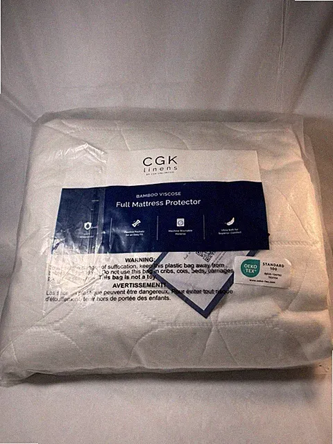 New Bamboo Mattress Protector Waterproof Cover - Full Size - White Quilted