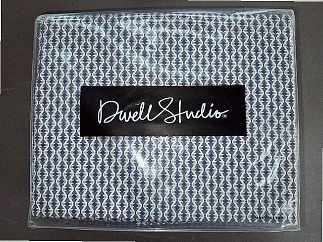 New Dwell Studio Full Sheet Set Savine Cotton $199 Geometric Blue