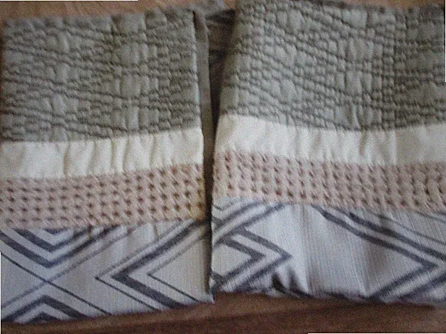 pair of standard pillow shams gray triangle pattern
