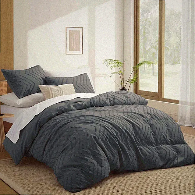 Peace Nest Duvet Cover Sets - Clipped Jacquard Geometric with Pillowcase