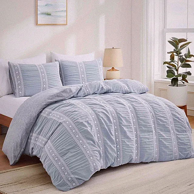 Peace Nest Retro Seersucker Duvet Cover Sets with Pillowcases Digital Print