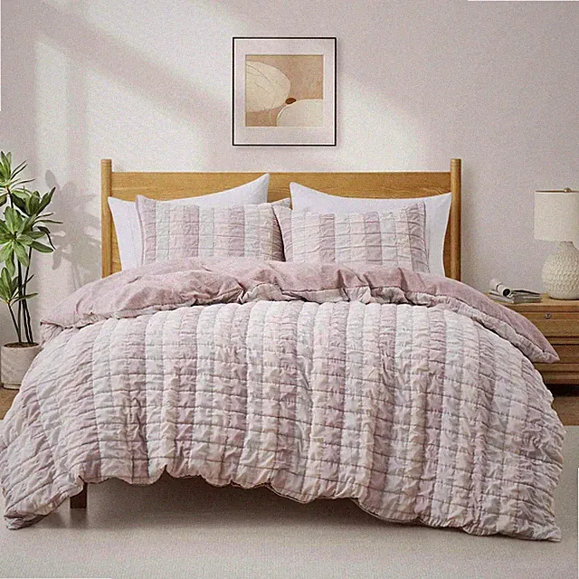 Peace Nest Retro Style Marshmallow Duvet Cover Sets with Pillowcases Little Grid