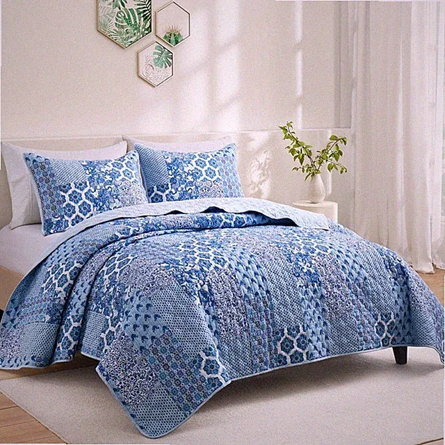 Peace Nest Soft Printed Coverlet Set Floral Geometric Bedspread, Modern