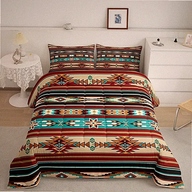 Queen Aztec Comforter Set Southwestern Cowboy Bedding 3Pcs Rustic Kids