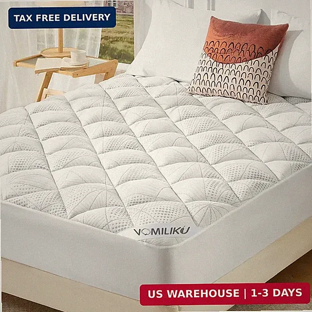Queen Size Mattress Topper, Thick Quilted Fitted Mattress Pad Cover Breathable B