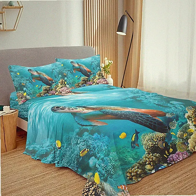 Sea Turtle Twin Size Set,Bedding Sets 3D Printing Ocean for Boy Girl Teen (1 Fit