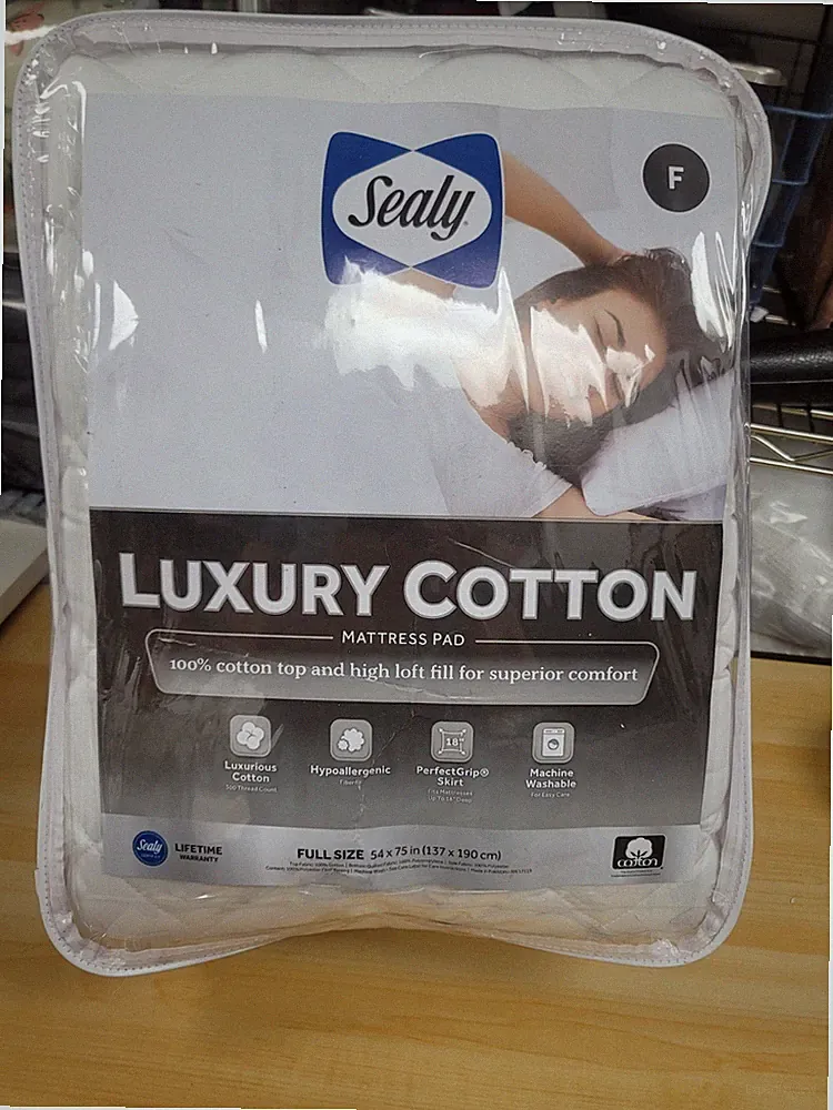 Sealy Luxury Cotton Full Size Mattress Pad - White