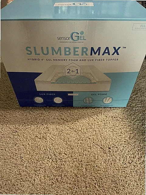 SensorGel SlumberMax Hybrid 4-Inch Memory Foam Lux Fiber Mattress Topper Full
