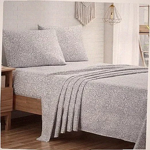 Size 4-Piece Sheet Set - Fitted & Flat Sheets & Pillowcases Boho Full Grey
