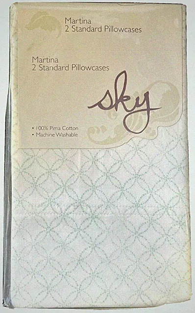 Sky Martina Geometric 100% Pima Cotton Pillowcase PAIR - STANDARD - Mint