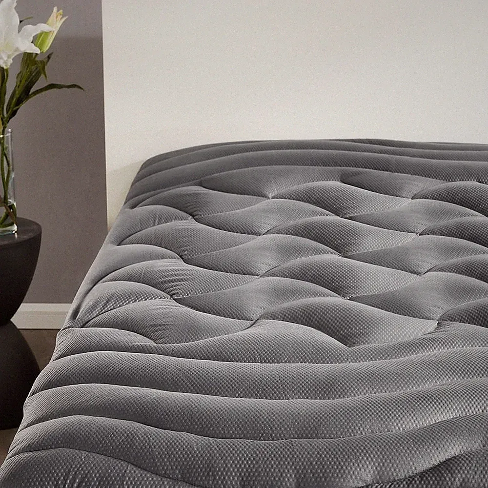 SLEEP ZONE Cooling Queen Mattress Topper, Premium Zoned Cool Queen, Grey