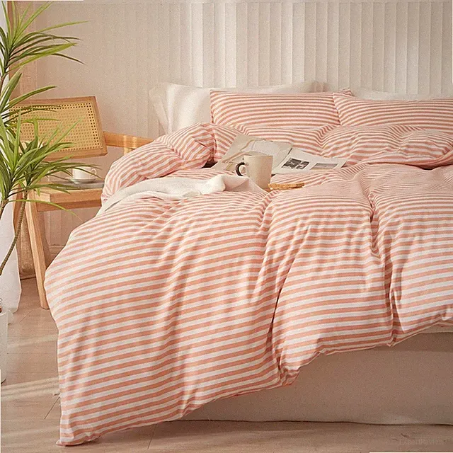 Striped Comforter Set Twin XL Modern Style Pink White Stripes Pattern Comfort...