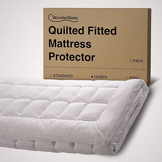 WonderSleep Queen Size Mattress Pad Cover Quilted Fitted Protector - Queen Size